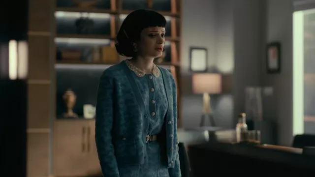 Maje Roetic Jacquard Knit Dress worn by Juno (Ruth Codd) as seen in The Fall of the House of Usher (S01E07)