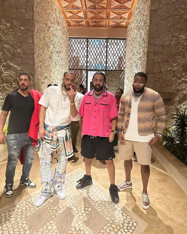 Celine Black Raw-Hem Sweatshorts worn by French Montana on the Instagram account @frenchmontana
