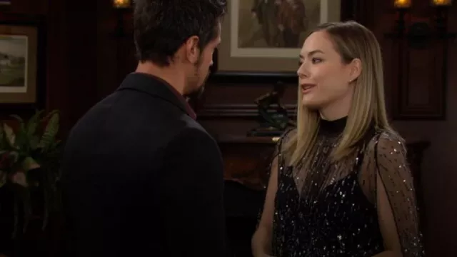 Alice + Olivia Zanon Dress worn by  Hope Logan(Annika Noelle) as seen in The Bold and the Beautiful on  October 13, 2023