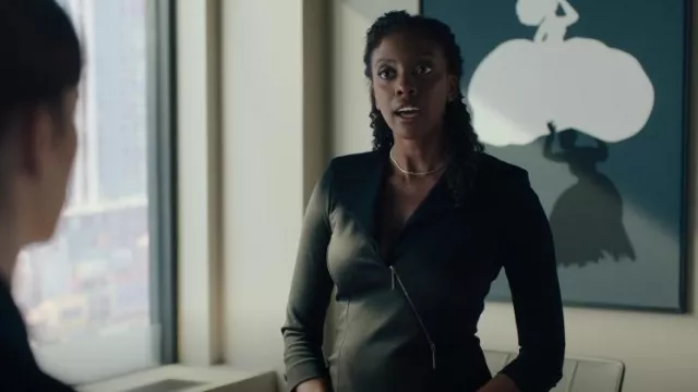 Giorgio Armani Zip-Front Jersey Midi Dress worn by Kate Sacker (Condola Rashad) as seen in Billions (S07E10)