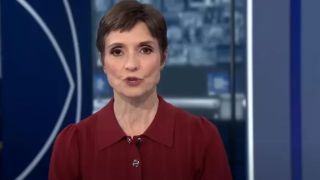 Sandro Lison Minidress worn by Catherine Herridge as seen in CBS Evening News on October 7, 2023
