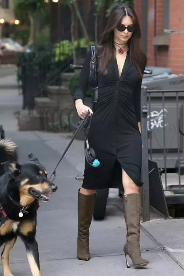 Miu Miu Wander Matelasse Nappa Leather Mini Hobo Bag worn by Emily Ratajkowski in NYC on October 17, 2023