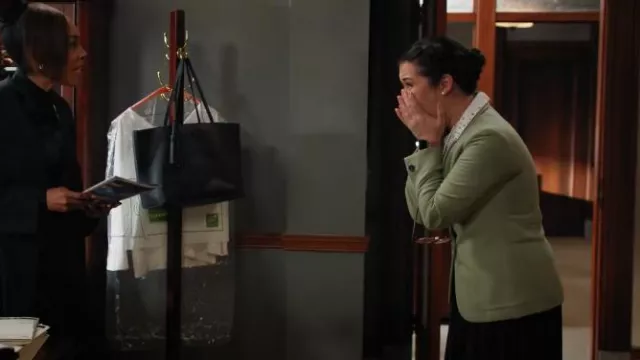 Max Mara Cash­mere Two-but­ton Blaz­er worn by Sherri Kansky (Ruthie Ann Miles) as seen in All Rise (S03E15)