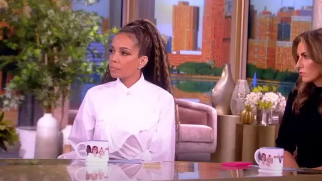 Gucci Ruffled Poplin Blouse worn by Sunny Hostin as seen in The View on  October 18, 2023