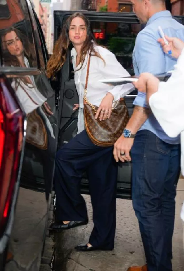 The Row Ava Leather Ballet Flats worn by Ana de Armas in New York City on June 26, 2023