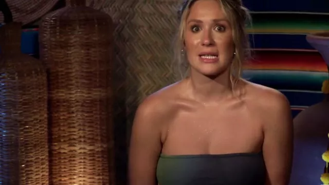 Minivestido palabra de honor con estampado Edikted Element usado por Rachel Recchia como se ve en Bachelor in Paradise (T09E04)