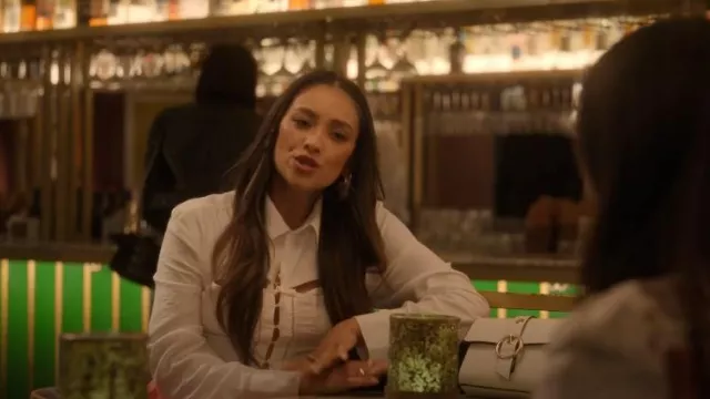 Product Jacquemus La chemise Nappe cut-out shirt worn by Stella Cole (Shay Mitchell) as seen in Dollface (S02E02)