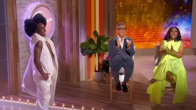 Christopher John Rogers Asymmetric Pleated Printed Satin Maxi Skirt worn by Sherri Shepherd as seen in Sherri on October 25, 2023
