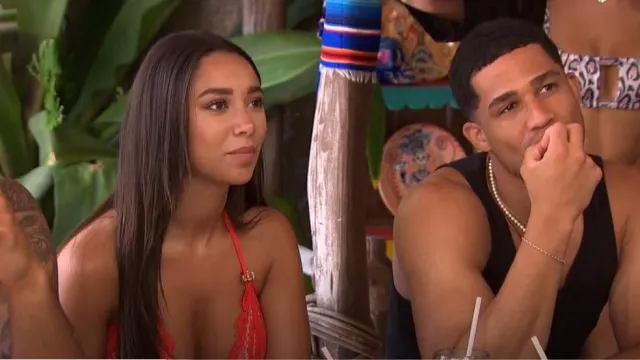 Pq Swim Lace Triangle Bikini Top worn by Kylee Russell as seen in Bachelor in Paradise (S09E05)