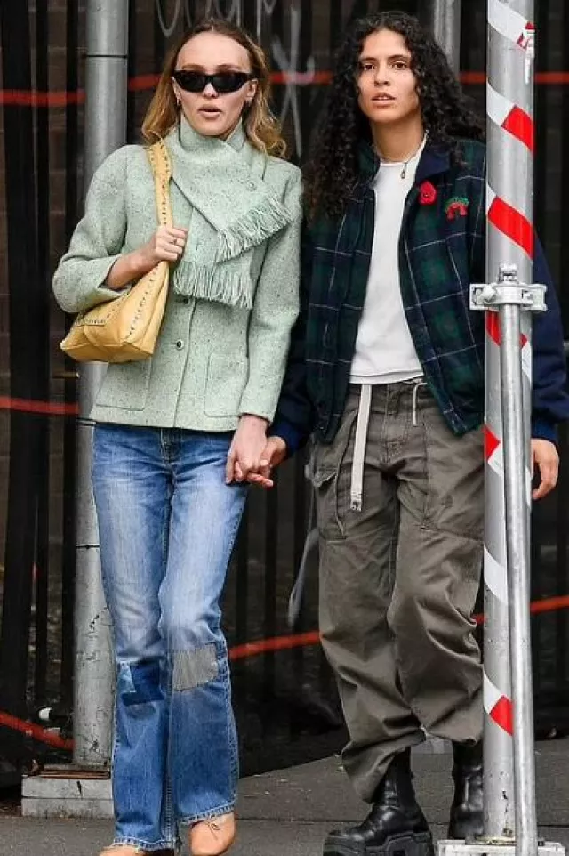 Courrèges Tech Sunglasses worn by Lily-Rose Depp in New York City on October 27, 2023