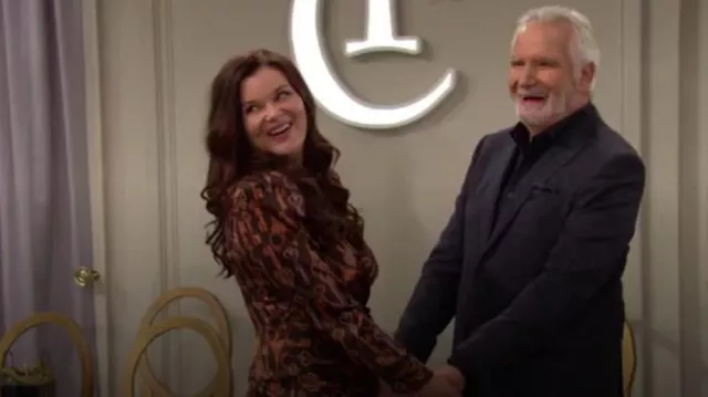 L'Agence Clarice Scissor Print Dress worn by  Katie Logan(Heather Tom) as seen in The Bold and the Beautiful on October 27, 2023