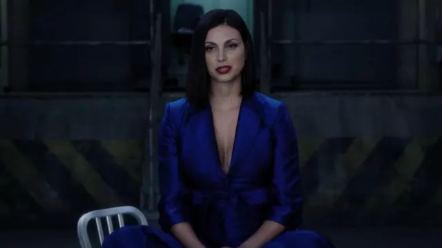 Carolina Herrera Taffeta Trench-Style Cocktail Dress in blue worn by Elena  Federova (Morena Baccarin) as seen in The Endgame Outfits (Season 1 Episode  1)