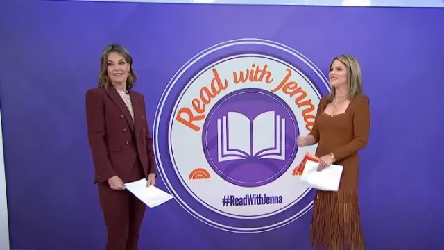 Veronica Beard Miller Dickey Blazer In Burnt Sienna worn by Savannah Guthrie as seen in Today on October 30, 2023