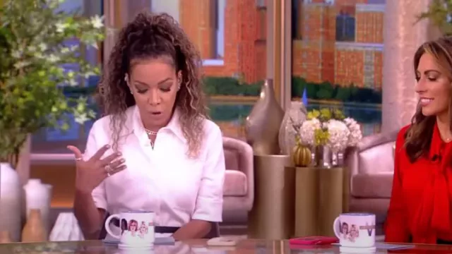 Altuzarra Kieran Belted Stretch Denim Shirtdress worn by Sunny Hostin as seen in The View on October 30, 2023