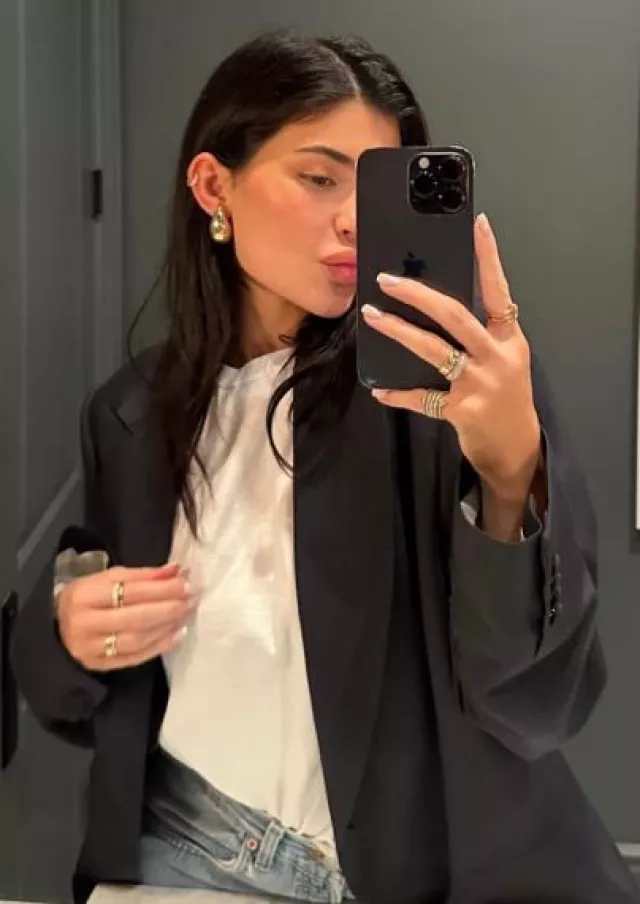 Bottega Veneta Teardrop Earrings worn by Kylie Jenner on her Instagram on June 7, 2023