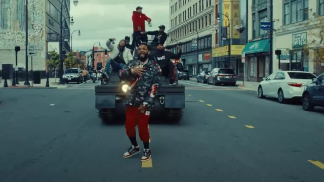 Nike Jordan Red Flight Patch Essential Joggers worn by Joyner Lucas in 24  hours to live “Official Music Video” (Not Now, I'm Busy)