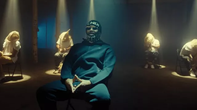 Fendi Black & White Logo Cuff Beanie worn by Joyner Lucas in 24 hours to live “Official Music Video” (Not Now, I’m Busy)