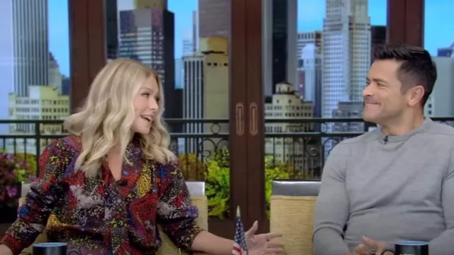 Zadig and Voltaire Captain Print Jumpsuit worn by Kelly Ripa as seen in LIVE with Kelly and Mark on November 1, 2023