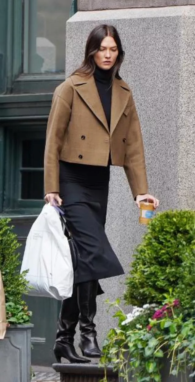 Khaite the Davis Boot in Black Leather worn by Karlie Kloss in  New York City on October 31, 2023