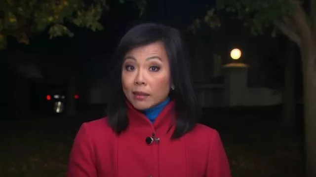 Kate Spade Single Breasted Belted Coat worn by Weijia Jiang as seen in CBS Mornings on November 2, 2023