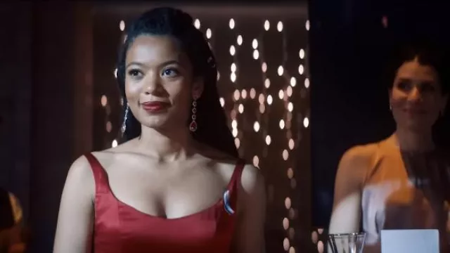 jaz sinclair red dress Jaz Sinclair attends Netflix Original Series