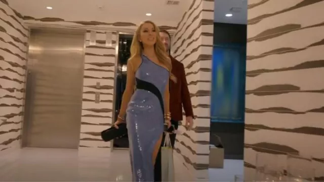 David Koma Sequin One Shoulder Gown worn by Lisa Hochstein as seen in The Real Housewives of Miami (S06E01)