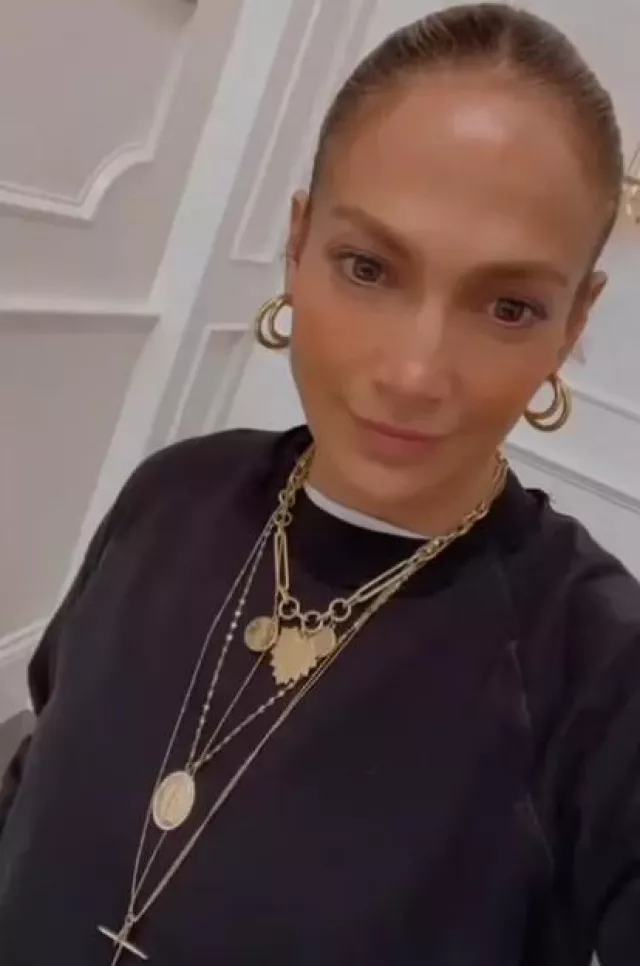 Jennifer Fisher 1 Gold Double Lilly Mini Hoops Earrings worn by