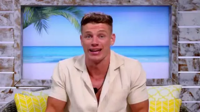 New Look Waffle Revere Shirt In White worn by Callum Hole as seen in Love Island Games (S01E03)