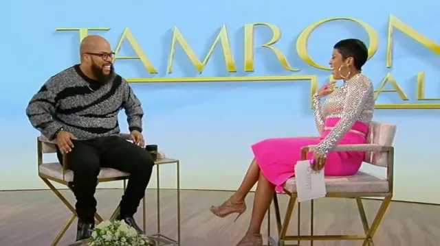 Zara Textured Ripped Sweater worn by JJ Hairston as seen in Tamron Hall Show on November 7, 2023
