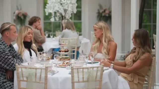 Urban Touch V Neck Belted Midi Dress Camel worn by Amber Turner as seen in The Only Way Is Essex (S32E08)