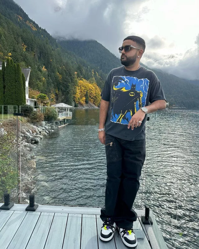 Chrome Hearts Olive Green Clear Box Officer Sunglasses worn by Nav on the Instagram account @nav