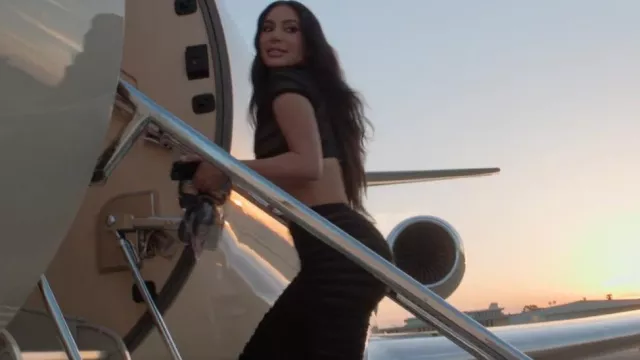 Alaïa 3D Skele­ton Vel­vet Maxi Skirt worn by Kim Kardashian as seen in The Kardashians (S04E07)