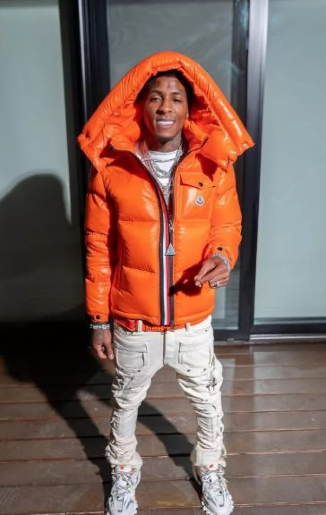 Moncler Orange Montbeliard Jacket worn by YoungBoy Never Broke Again on
