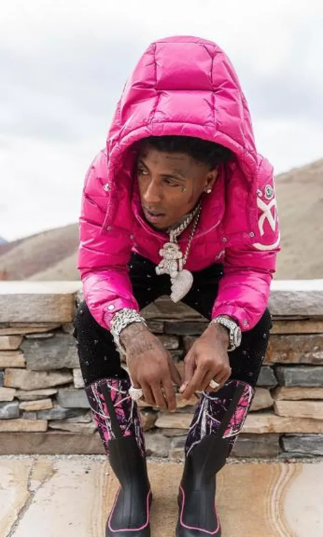 Muck Boot Company Black & Pink Camo Rub­ber Boots worn by YoungBoy Never Broke Again on the Instagram account @nba_youngboy