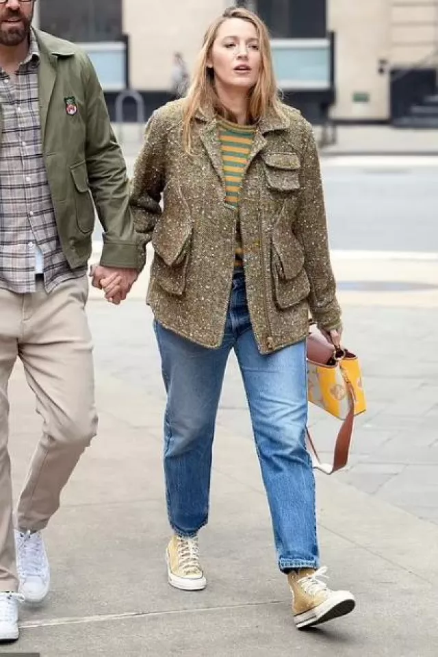Louis Vuitton Capucines BB Bag in Yellow worn by Blake Lively in New York City on November 10, 2023