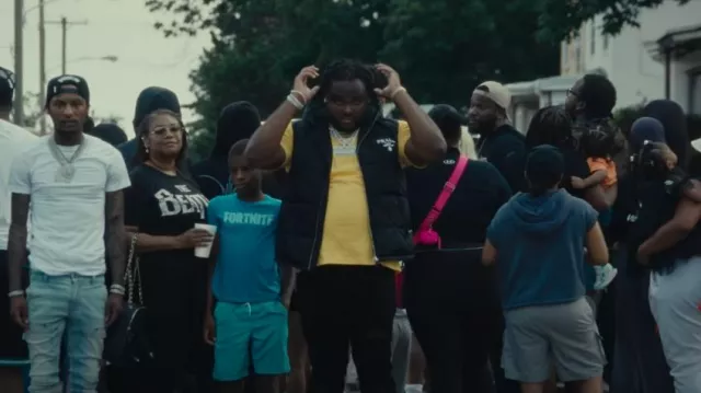 Prada Black Triangle Quilted Down Vest worn by Tee Grizzley in What's That (feat. PnB Rock) [Official Video]