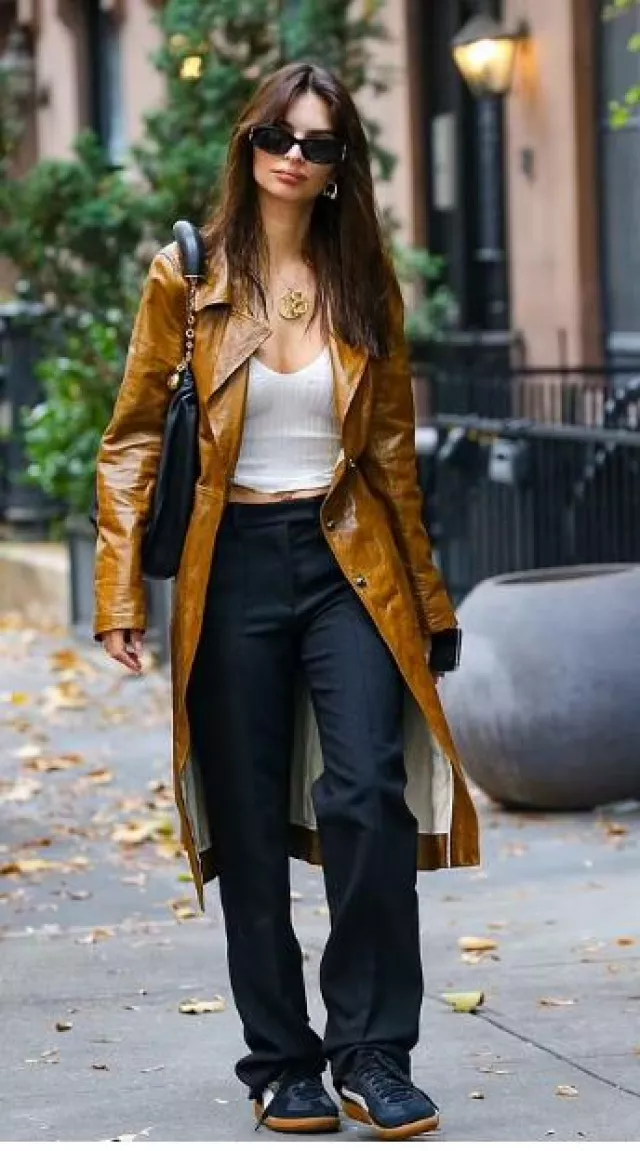Loewe Medium Squeeze Bag worn by Emily Ratajkowski in NYC on November 7, 2023