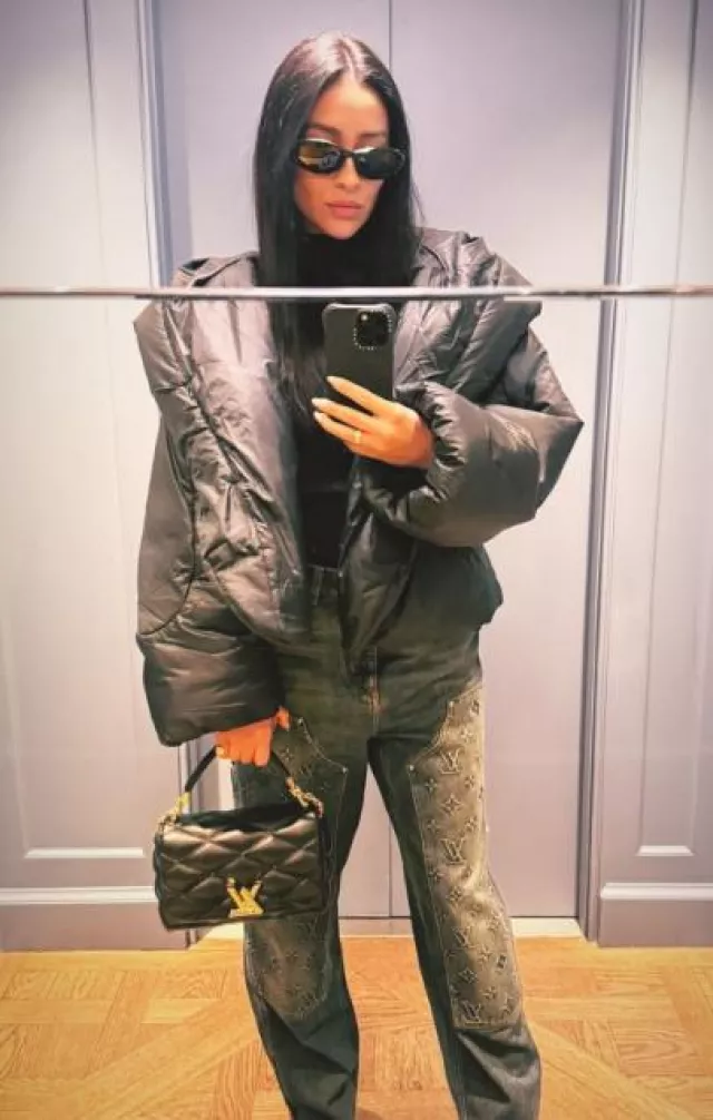 Casetify Customisable Black on Black Mirror Phone Case used by Shay Mitchell on her Instagram Story on November 11, 2023