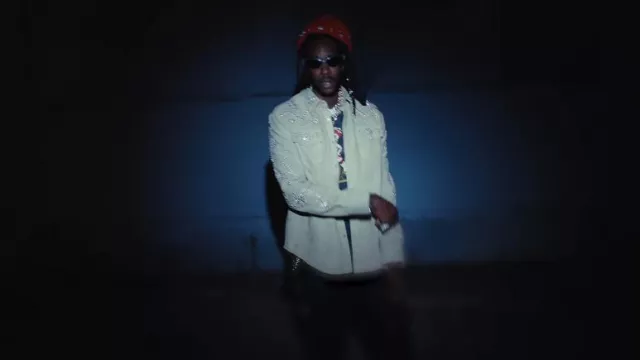 Melrosehigh Red Crystal-Cuff Beanie worn by 2 Chainz in Long Story Short with Lil Wayne (Official Video)