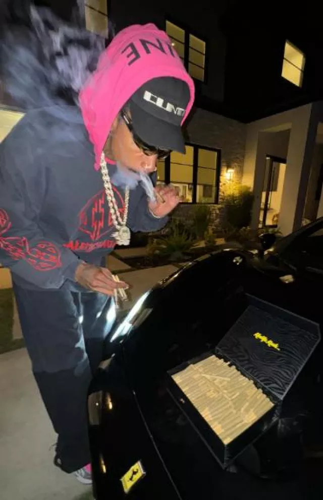 Balenciaga Dark Grey & Black Split Sweatpants worn by Wiz Khalifa on the Instagram account @wizkhalifa