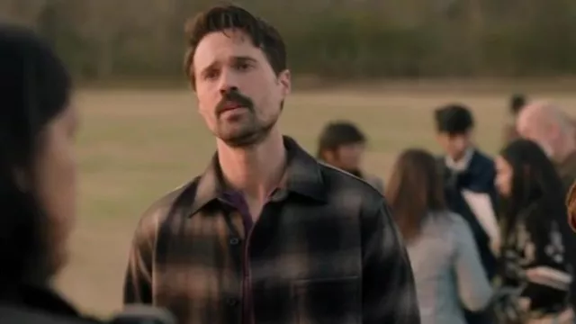 Theory Clyfford Shirt Jacket in Recycled Wool Flannel worn by Mark Trent (Brett Dalton) as seen in Found (S01E07)