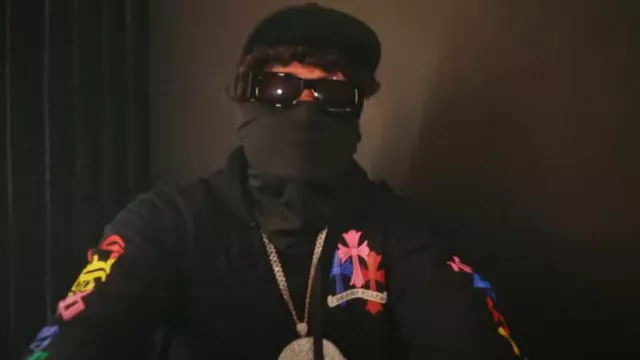 Chrome Hearts Black & Multicolor Cross Cemetery Hoodie worn by Ohgeesy in  Max Payne [Official Audio]