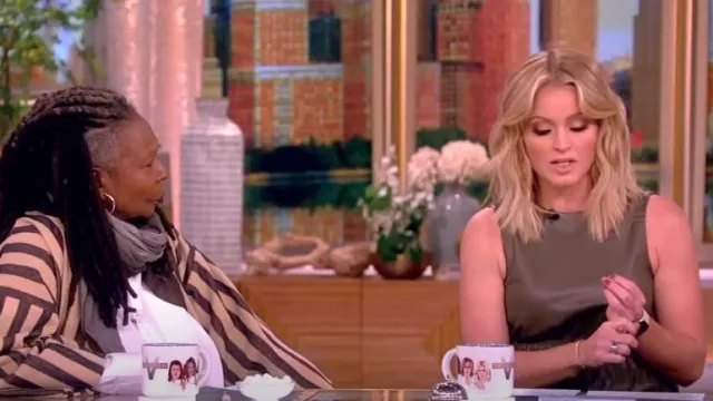 Proenza Schouler Faux Leather Drawstring Dress worn by Sara Haines as seen in The View on November 16, 2023