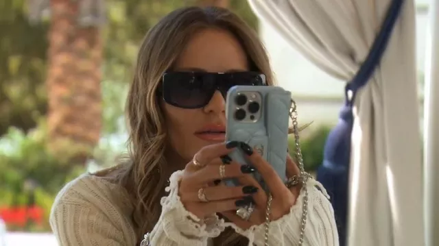 Chanel 2022 SS Chain Plain Leather Phone Case used by Dorit Kemsley as seen  in The Real Housewives of Beverly Hills (S13E04)