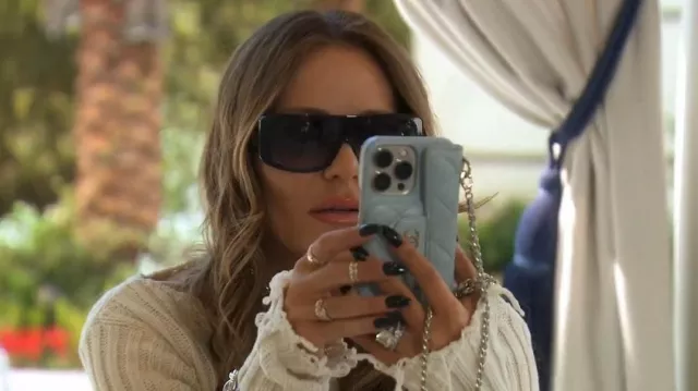 Chanel 2022 SS Chain Plain Leather Phone Case used by Dorit Kemsley as seen in The Real Housewives of Beverly Hills (S13E04)