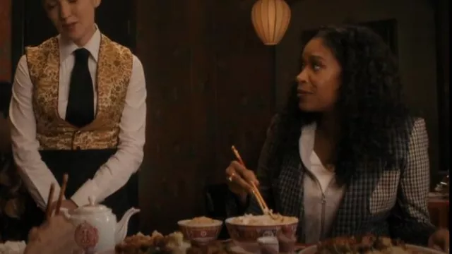 Veronica Beard Faustine Jacket worn by Nurse (Brie Eley) as seen in Shining Vale (S02E06)