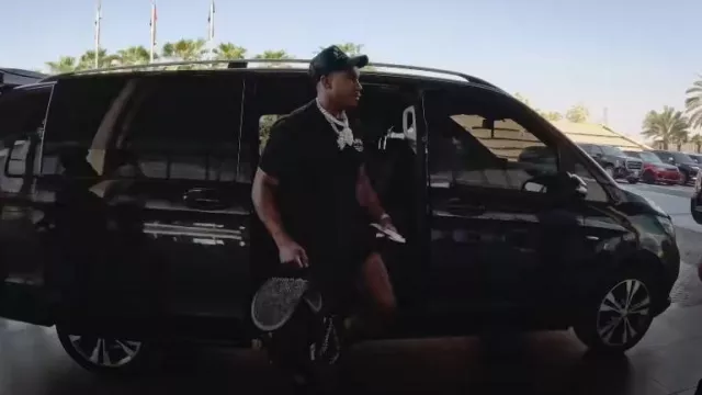 Christian Louboutin Black Spiked Explorafunk Backpack worn by Bugzy Malone in Lean (Official Video)