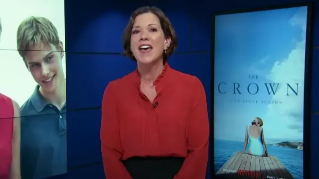 Chemisier à volants en soie Hobbs Gracie porté par Kelly Cobiella comme on le voit dans Today le 16 novembre 2023