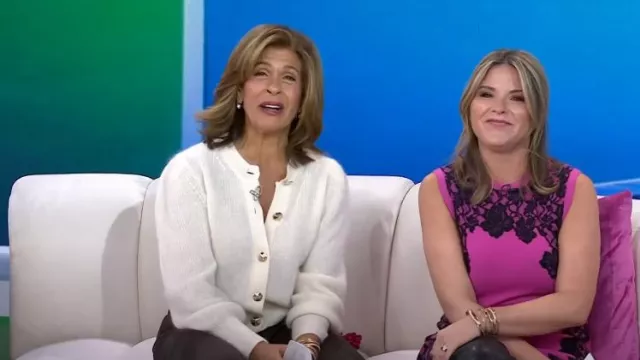 Ba&Sh Baylor Cardigan In Ecru worn by Hoda Kotb as seen in Today on November 21, 2023