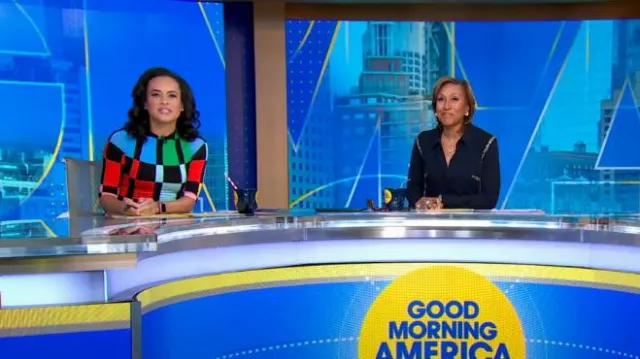 Alice + Olivia Delora Dress worn by Linsey Davis as seen in Good Morning America on November 20, 2023